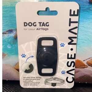 Case-Mate Dog Tag for Apple AirTags Black Silicone Pet Collar Holder CM046396